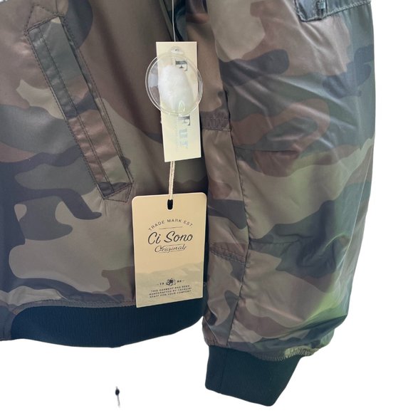 Ci Sono Camo Bomber Jacket Sherpa Lining Women's Size L - Picture 7 of 10